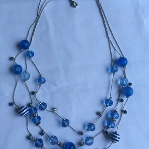 Glass and Acrylic 3 Strand Beaded Necklace.